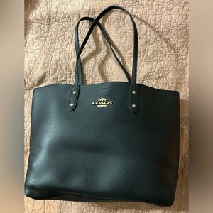 Coach tote handbag black leather